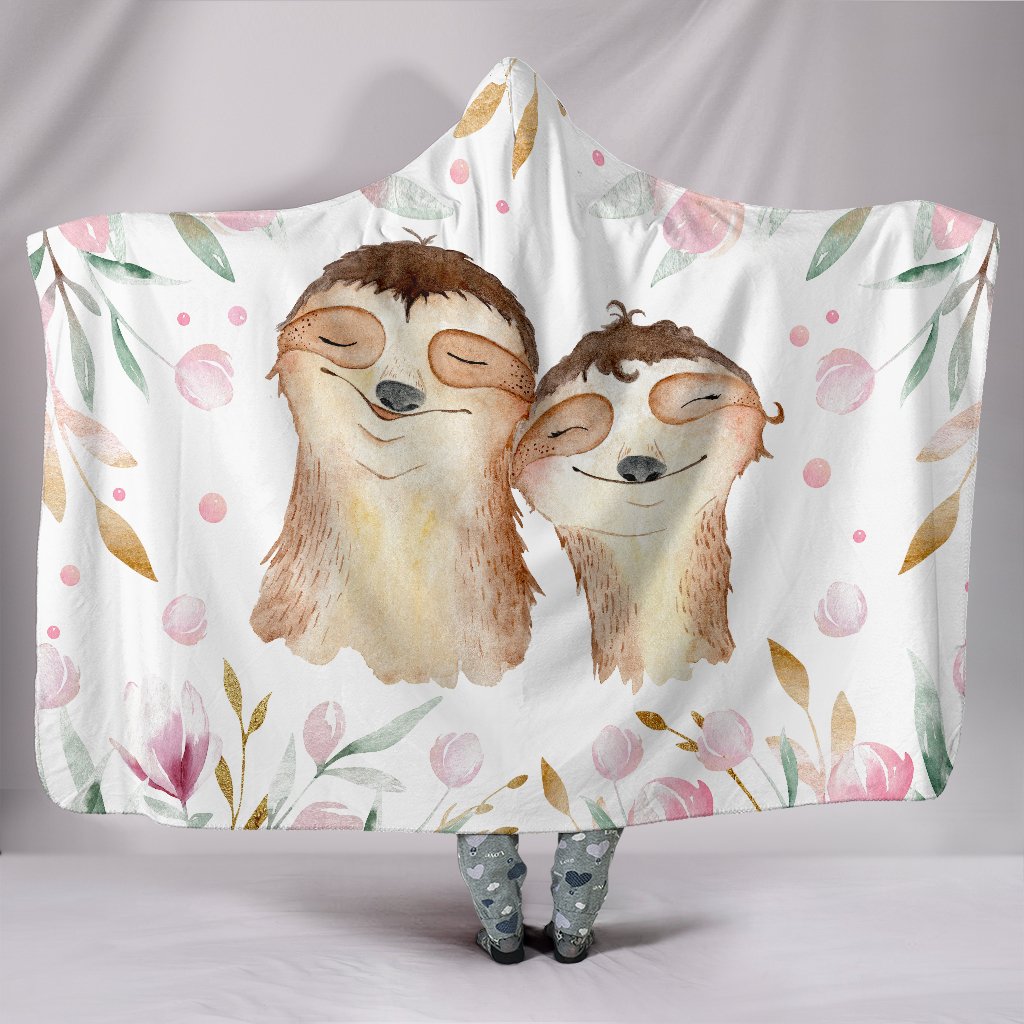 Friends Sloth Hooded Blanket Sherpa Fleece Sloth Outfitters
